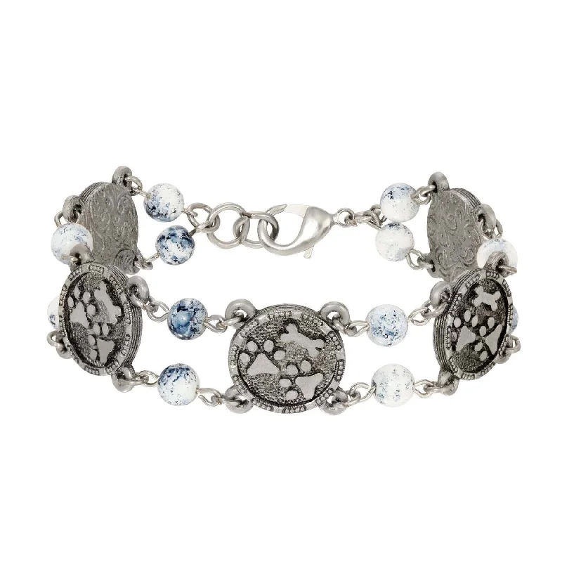 women's crystal bracelets-1928 Jewelry Paws & Bone Beaded Link Bracelet