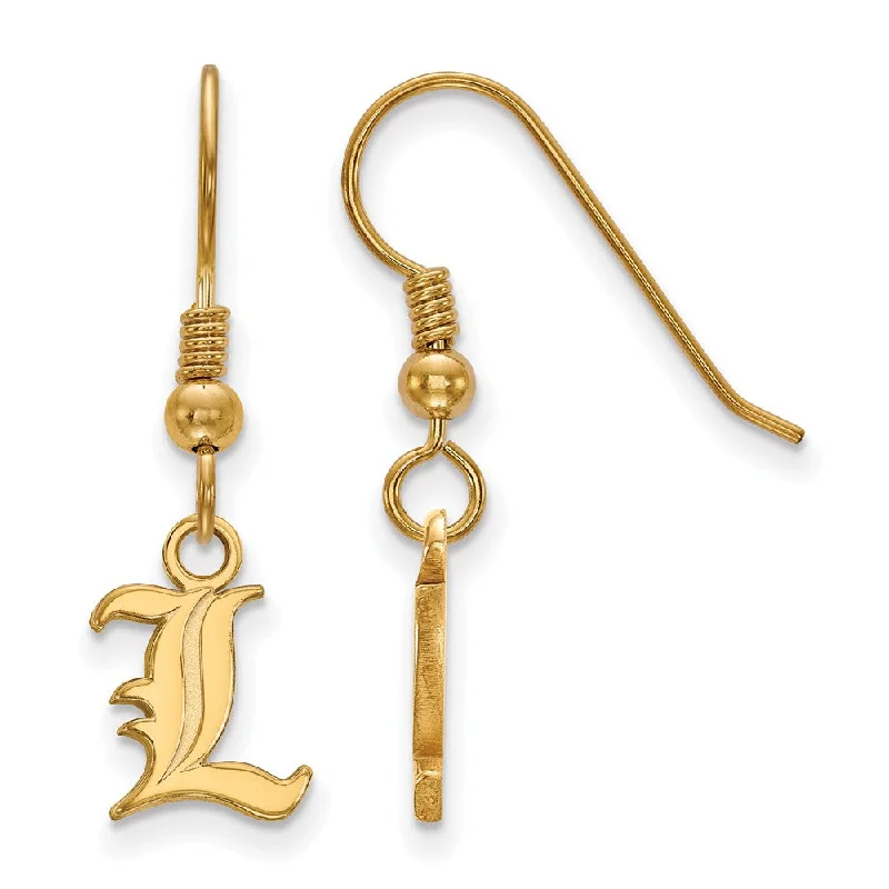 women's luxury earrings-14k Gold Plated Silver Univ. of Louisville XS (Tiny) Dangle Earring