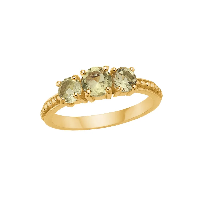 women’s statement rings-18K Gold Plated Ring w. Quartz