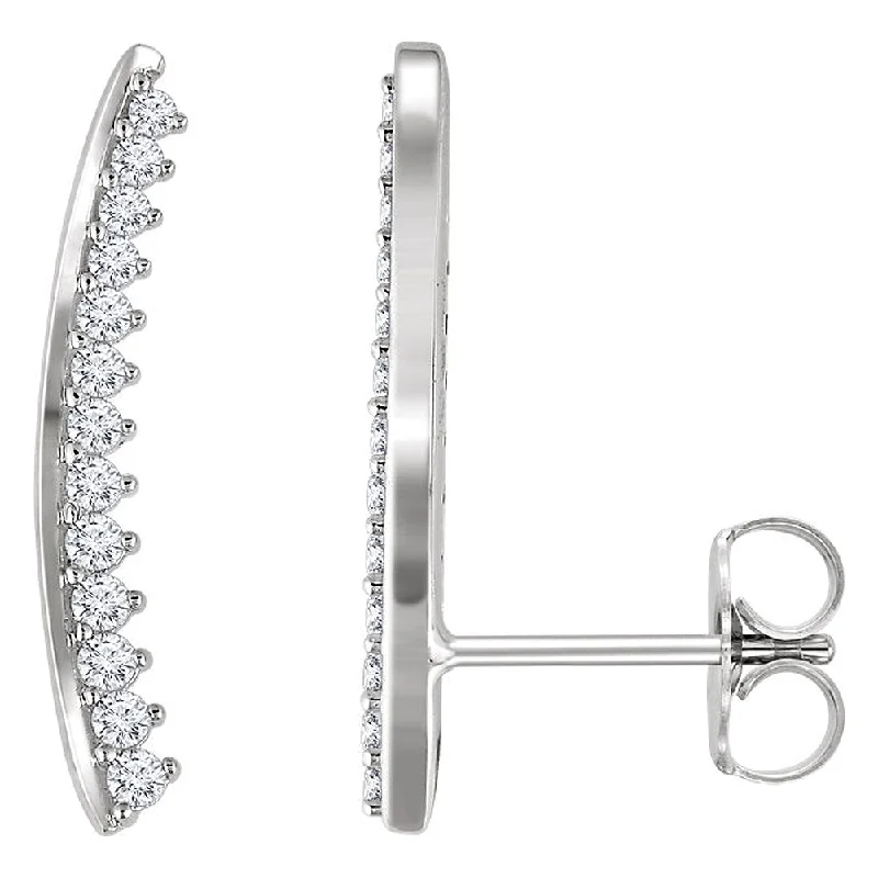 women's boho earrings-2.7mm x 21mm 14k White Gold 1/3 CTW (H-I, I1) Diamond Ear Climbers