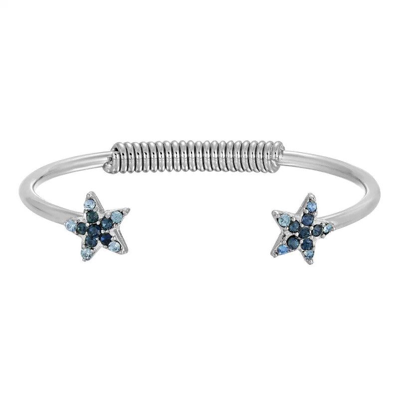 women's retro bracelets-1928 Jewelry Austrian Crystal Star Spring Cuff Bracelet