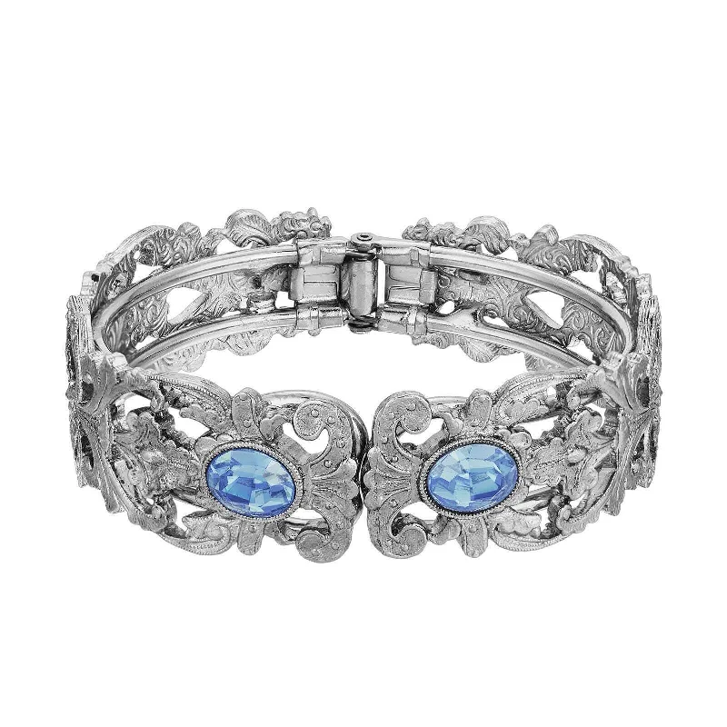 women's anniversary bracelets-1928 Jewelry Vienna European Crystal Hinge Cuff Bracelet