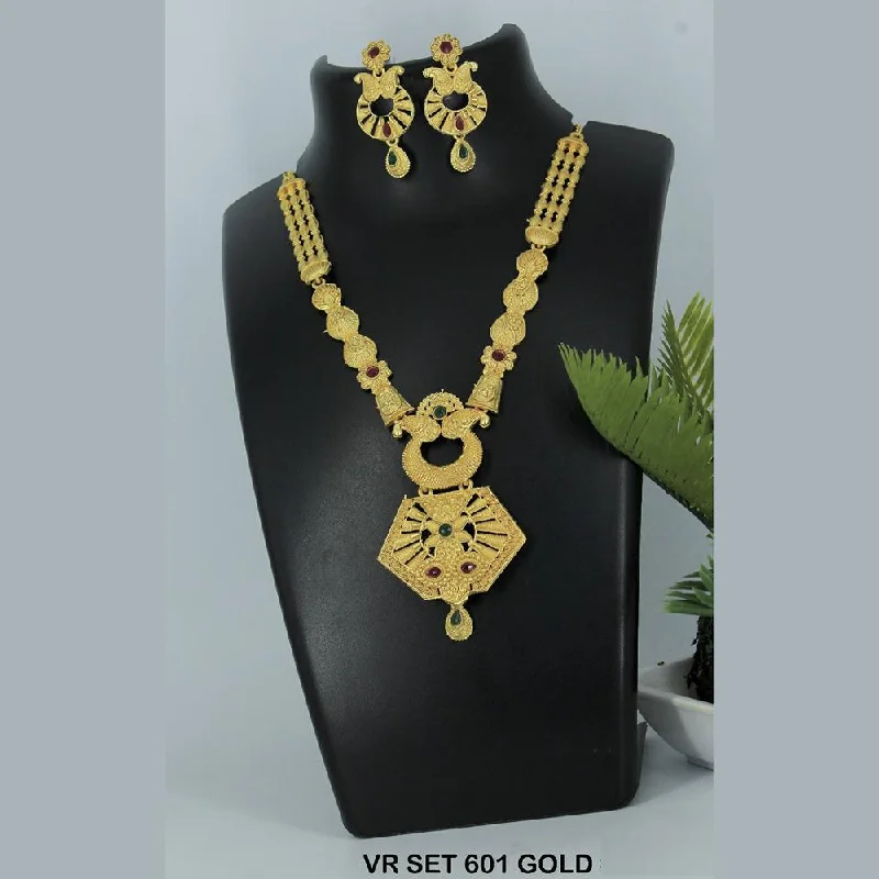 women’s fashion necklaces-Mahavir Forming Gold Necklace Set - VR SET 601 GOLD