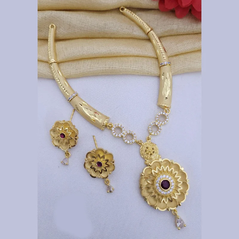 women’s designer necklaces-FS Collection Gold Plated Austrian Stone Necklace Set