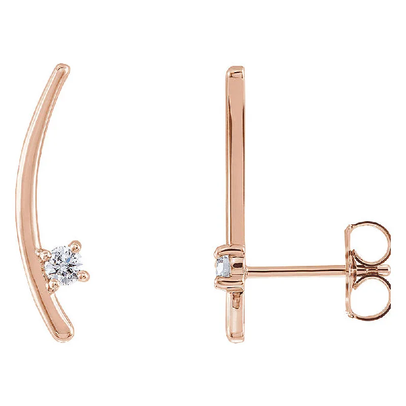 women's floral earrings-4mm x 18mm 14k Rose Gold 1/8 CTW (G-H, I1) Diamond Ear Climbers