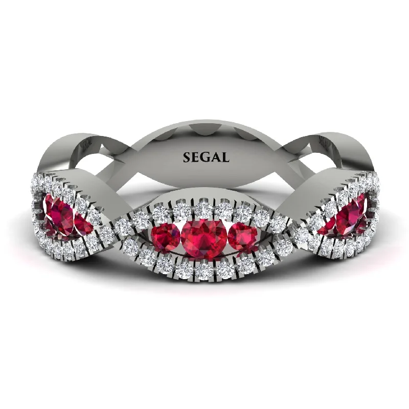 women's topaz engagement rings-Ruby Eternal Embrace Wedding Ring - Jenna No. 12