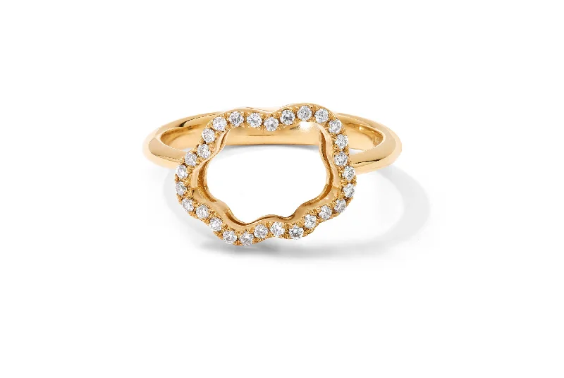 women’s cushion halo rings-Golden Cloud 18K Gold Ring w. Diamonds