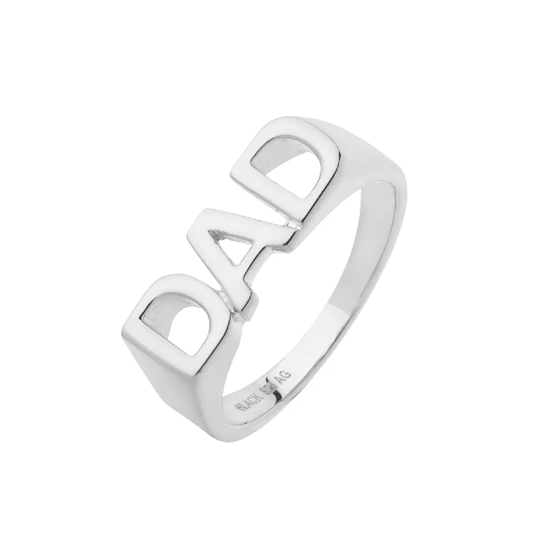 women’s emerald cut rings-Dad Silver Ring