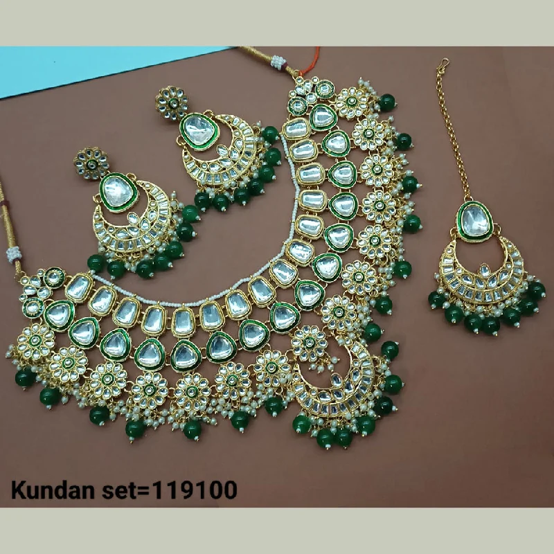 women’s custom necklaces-Padmawati Bangles Gold Plated Kundan Stone Necklace Set