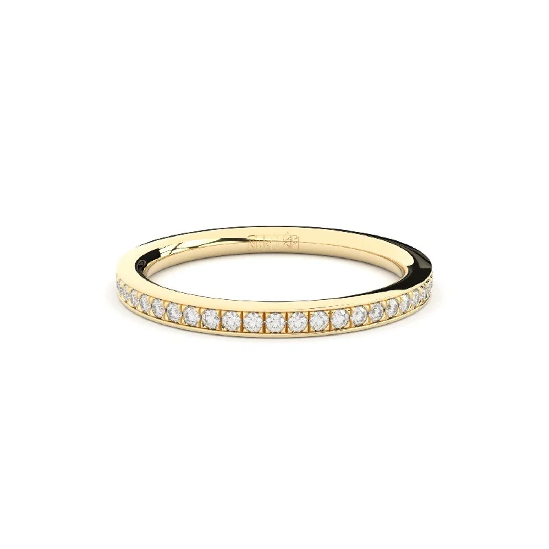 women’s fashion jewelry rings-Duo Eternity rounded band 18K Gold Ring w. Lab-Grown Diamonds