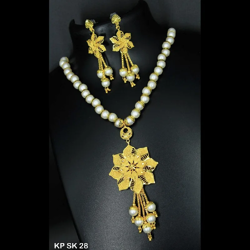 women’s floral necklaces-Mahavir Forming Gold Necklace Set - KP SK 28 SET