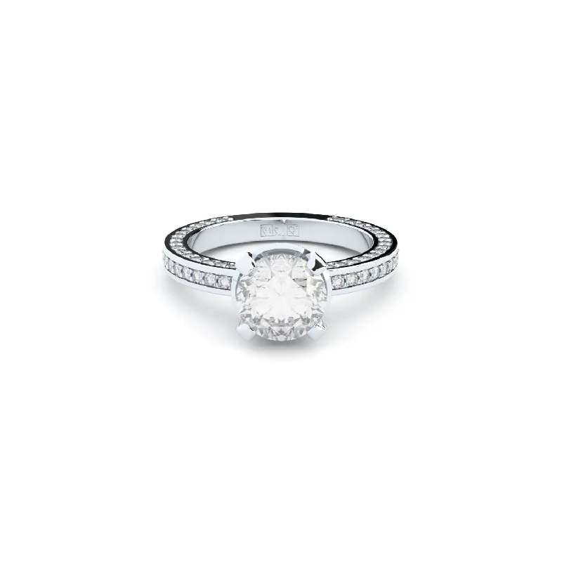 women’s vintage diamond engagement rings-Grace avant garde 18K Whitegold Ring w. Lab-Grown Diamonds