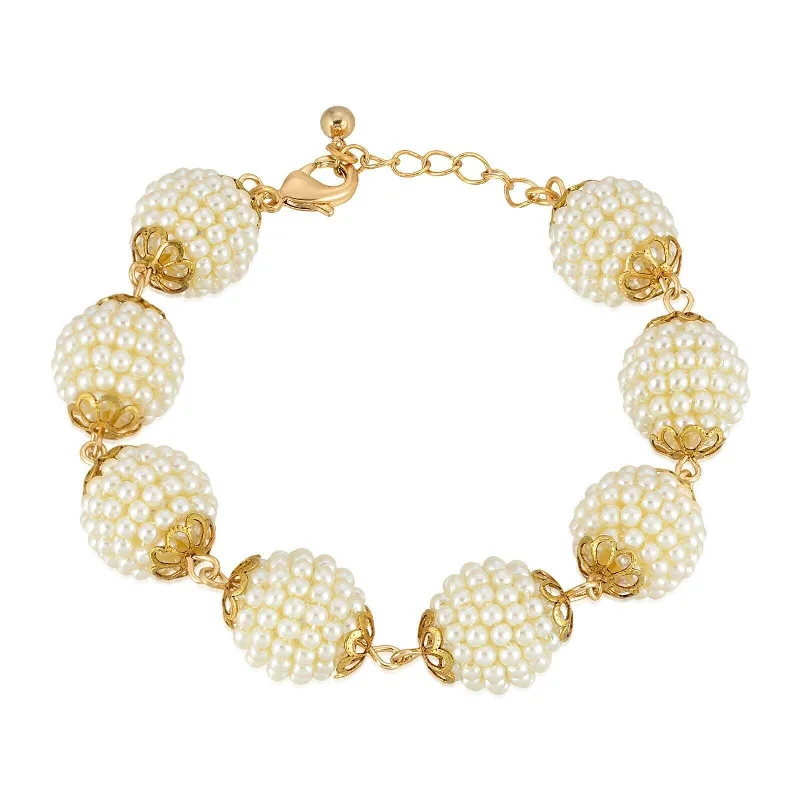 women's ethnic bracelets-1928 Jewelry Multi Round Seeded Faux Pearl Ball Bracelet