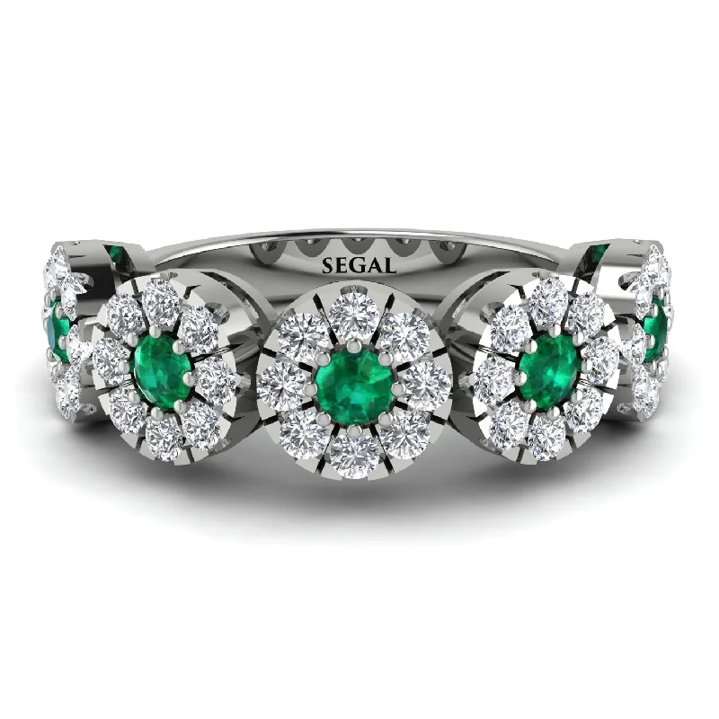 women's round cut engagement rings-Emerald Blossom Of Eternity Wedding Ring - Yaretzi No. 6