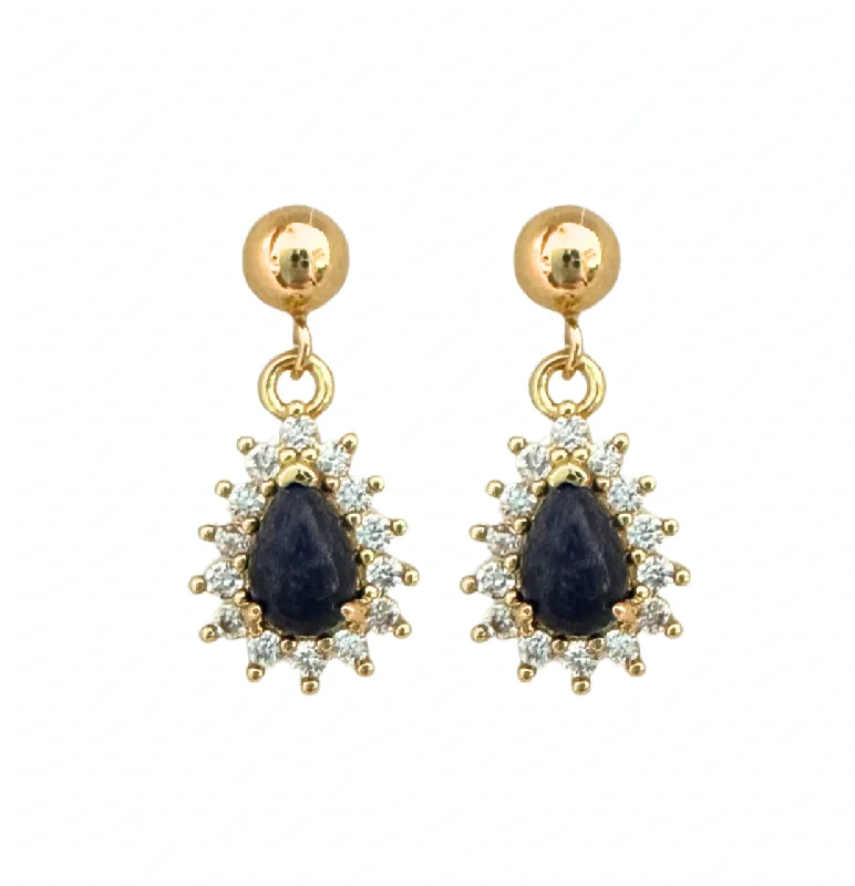 women's everyday earrings-Lapis Drop