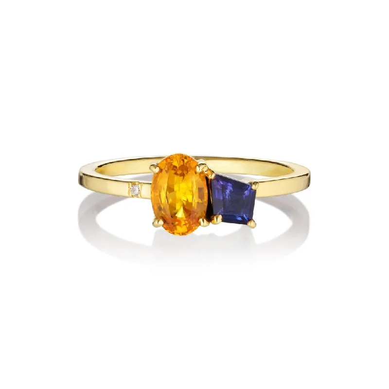 women’s sapphire and diamond rings-Varnaya Dodam 18K Gold Ring w. Diamonds & Sapphires