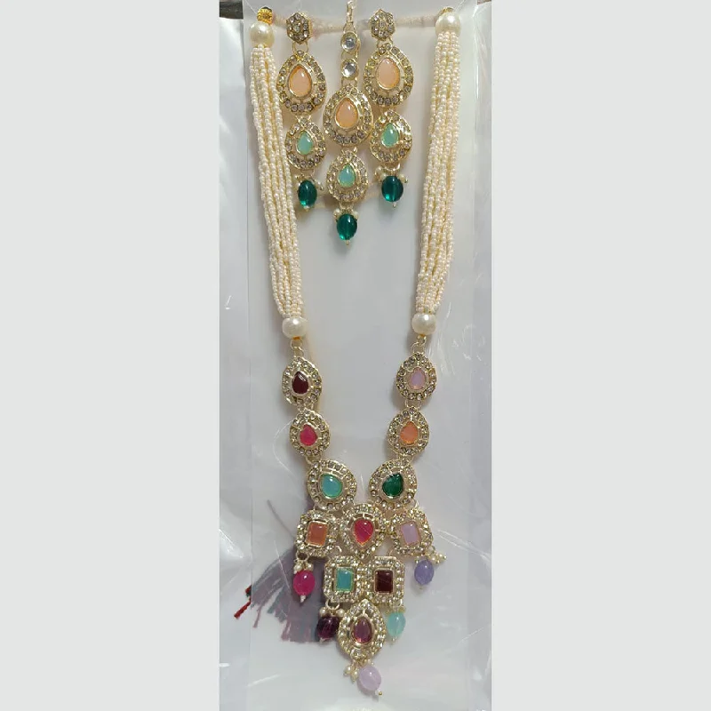 women’s designer necklaces-Manisha Jewellery Gold Plated Austrian Stone And Pearl Necklace Set