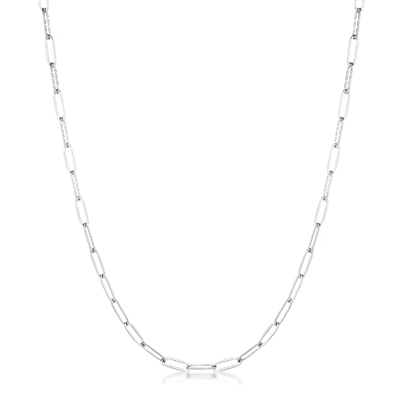 women’s heart pendant necklaces-Kaylee 16” Silver Petite Paperclip Chain Linked Necklace