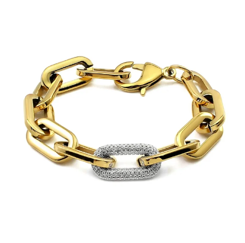 women's artistic bracelets-Jenna Pave Bracelet - Two Toned