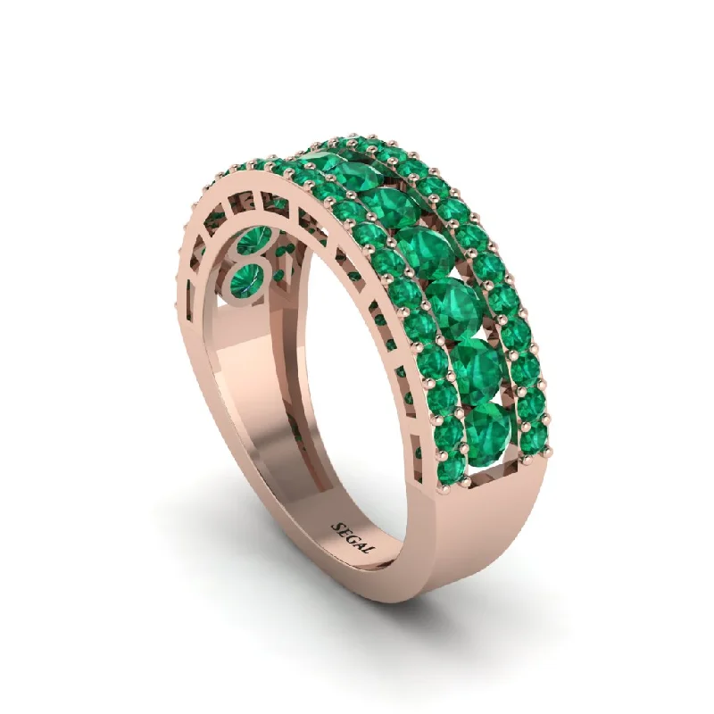 women's engagement rings-Emerald Golden Harmony Wedding Ring - Ainsley No. 5