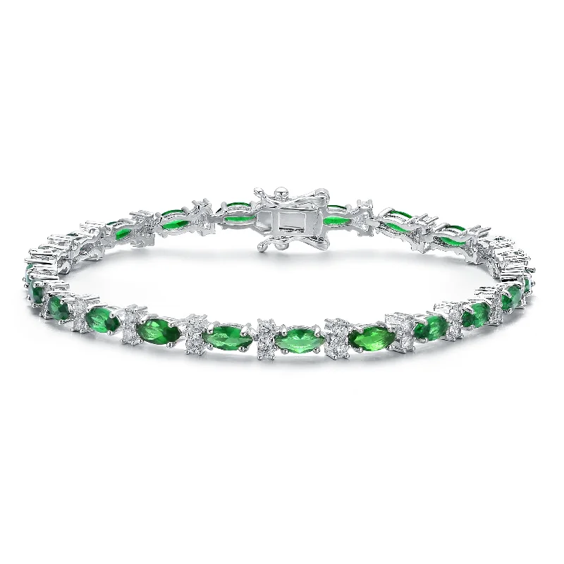 women's silver bracelets-Noelle Green Tennis Bracelet