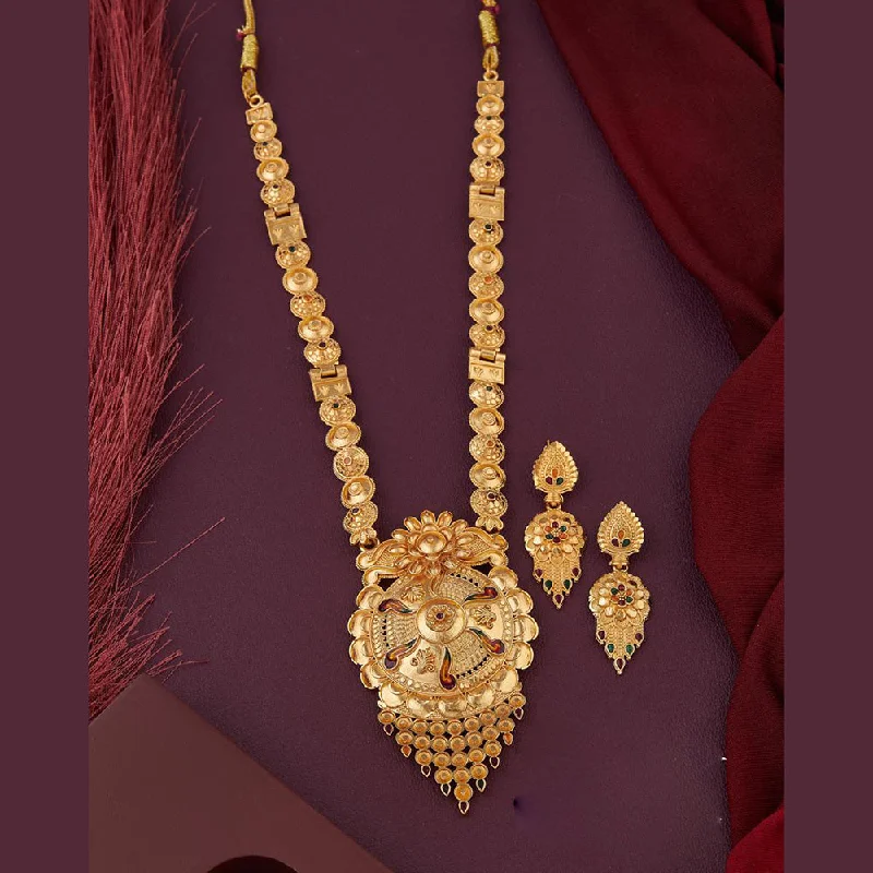 women’s lock and key necklaces-Kalpna Sales Gold Plated Meenakari Necklace Set