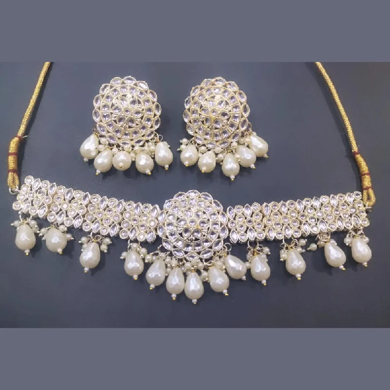 women’s silver heart necklaces-Manisha Jewellery Gold Plated Kundan Necklace Set