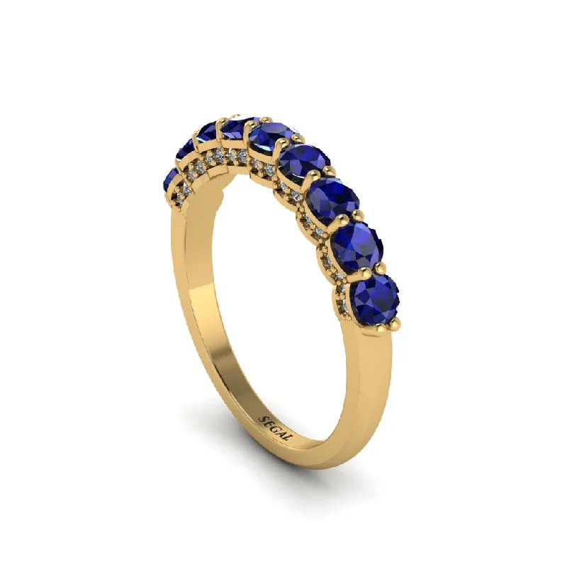 women's floral engagement rings-Round Cut Sapphire 14K Gold Wedding Ring  - Jimena No. 13