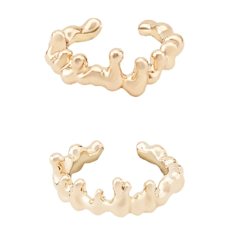 women’s stackable silver rings-Lava - set of two Gold Plated Rings