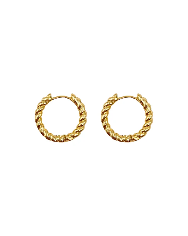 women's wedding earrings-Gold Twist Hoops