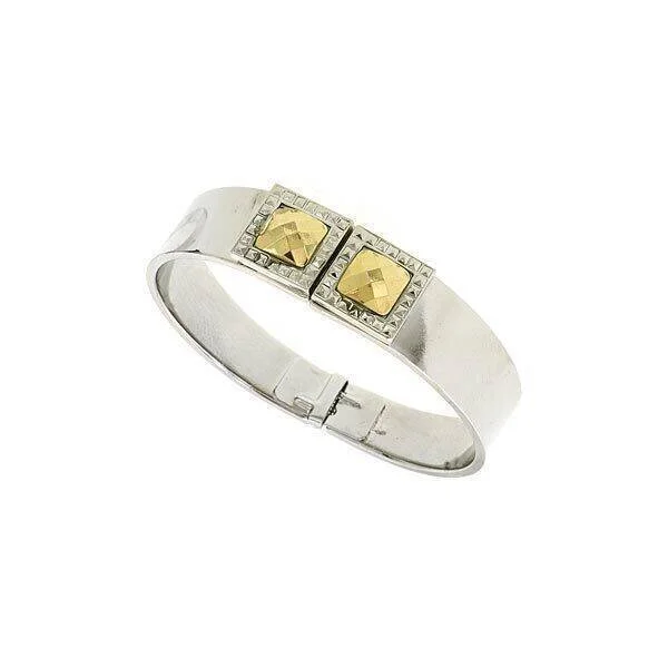 women's artistic bracelets-1928 Jewelry Fusion Lux Stone Square Small Hinged Bracelet