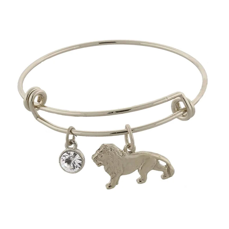 women's promise bracelets-1928 Jewelry Cecil The Lion And Crystal Expandable Wire Bracelet