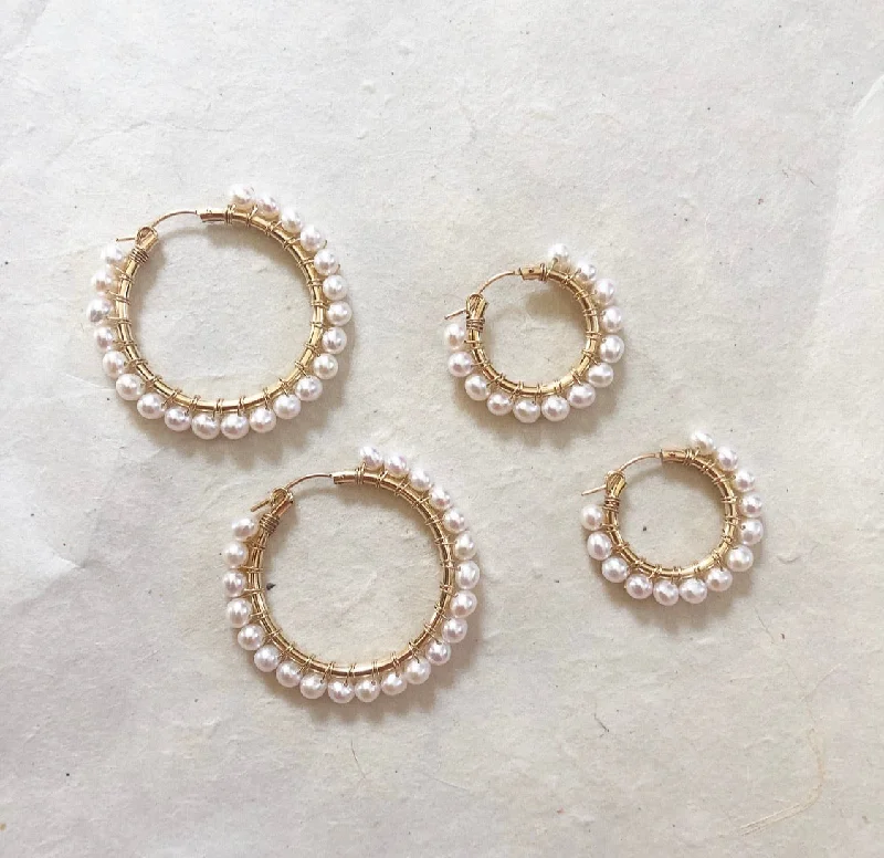 women's twisted hoop earrings-Lucia Pearl Hoops