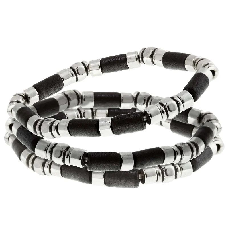 women's wrap bracelets-1928 Jewelry Jet Black Stretch Bracelet Trio