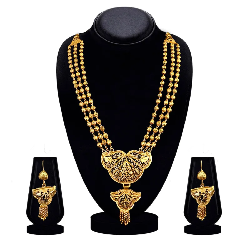 women’s unique necklaces-Kalyani Forming Gold plated Necklace set