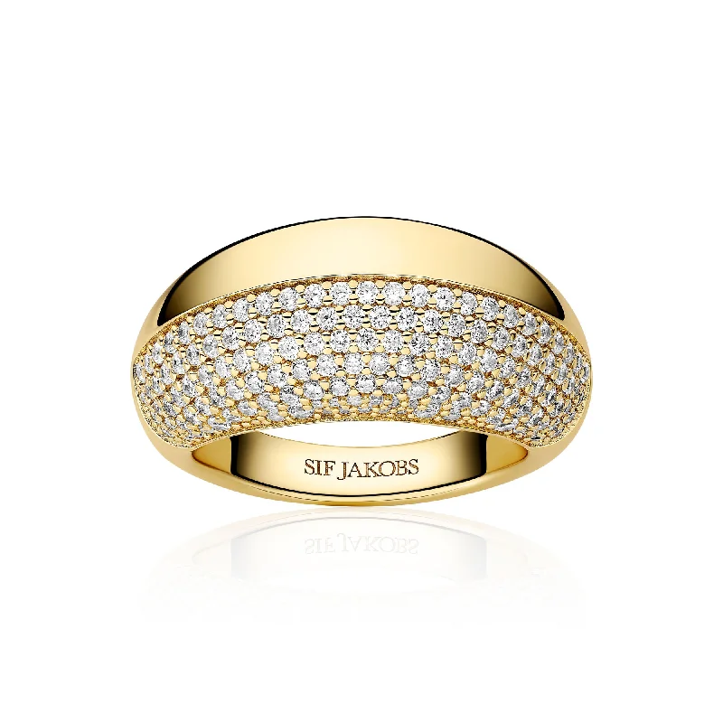 women’s classic engagement rings-Fasano Gold Plated Ring w. Zirconia