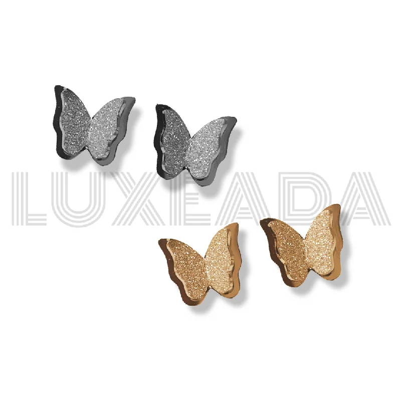 women's teardrop earrings-Druzy Butterfly Studs