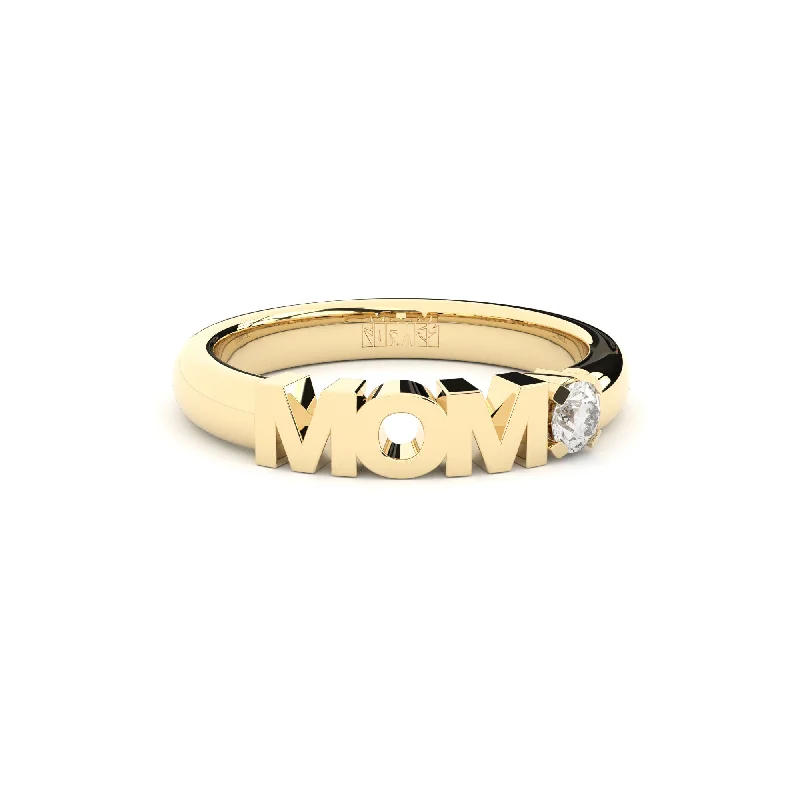 women’s affordable rings-Becoming Mom 18K Gold Ring w. Lab-Grown Diamond