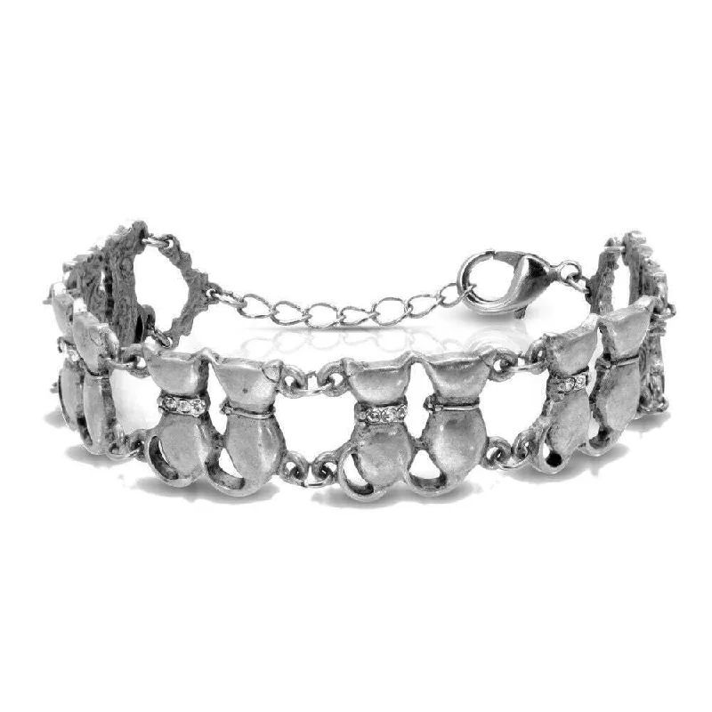 women's bracelets & bangles-1928 Jewelry Crystal Multi Double Cat Chain Bracelet