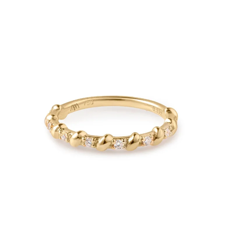 women’s fashion statement rings-Rope 18K Gold Ring w. Diamonds