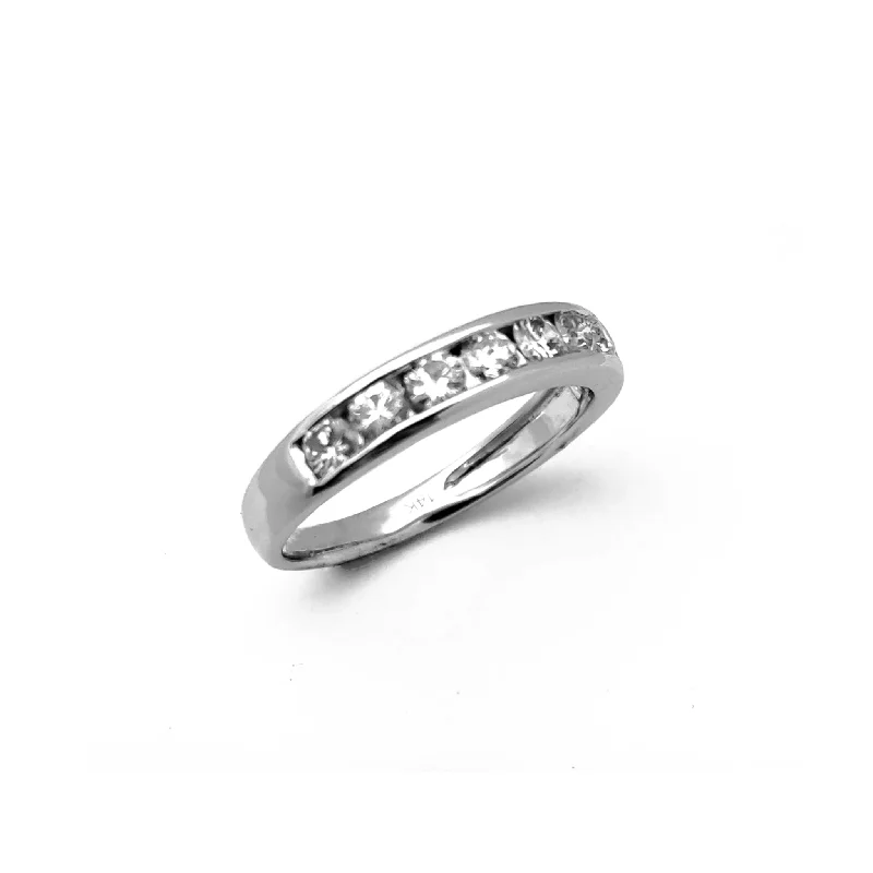 women's rustic engagement rings-Diamond Channel Set Wedding Ring (14K)