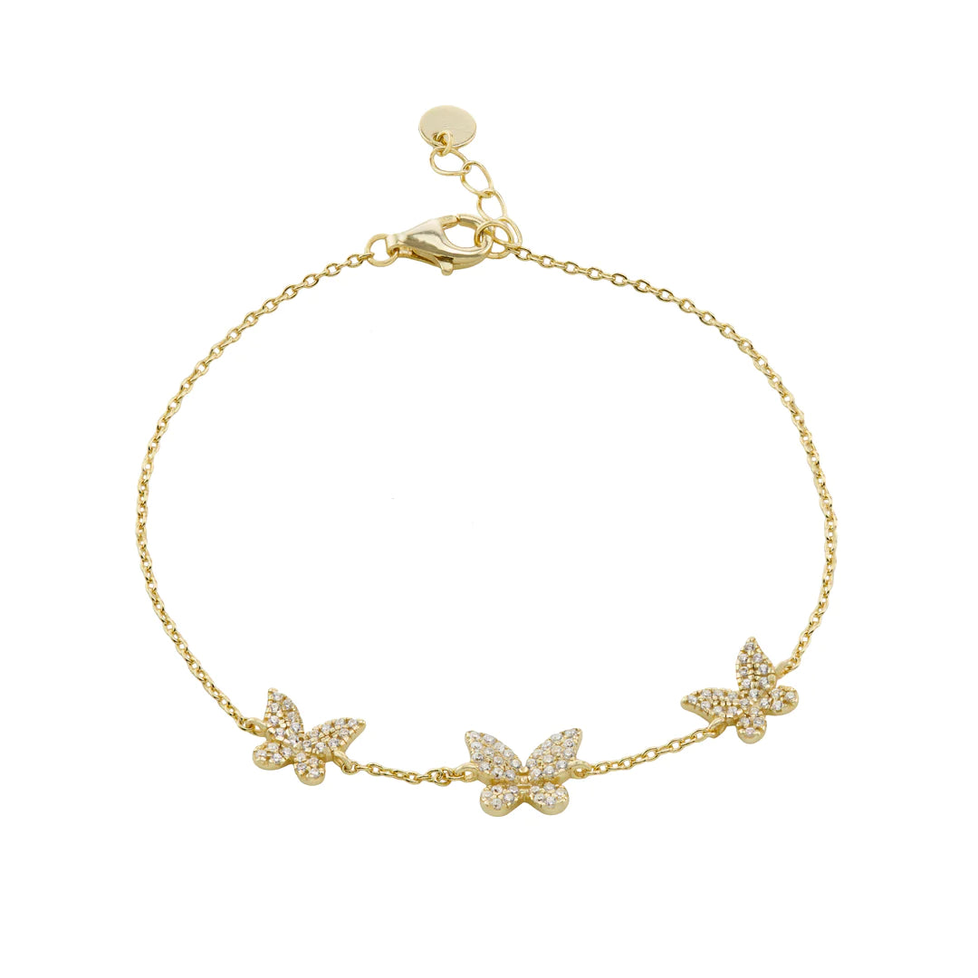 women's bracelets & bangles-Triple Butterfly Bracelet