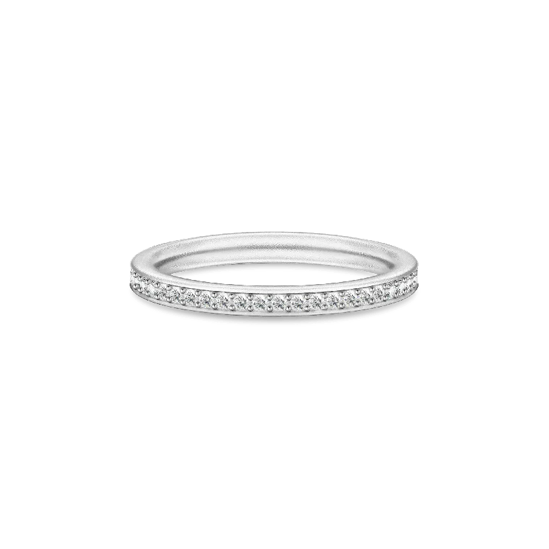 women’s eternity rings-Infinity Clear Silver Ring w. Zirconia