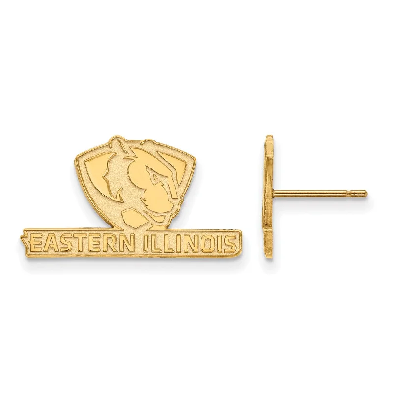 women's ruby earrings-14k Gold Plated Silver Eastern Illinois University Post Earring