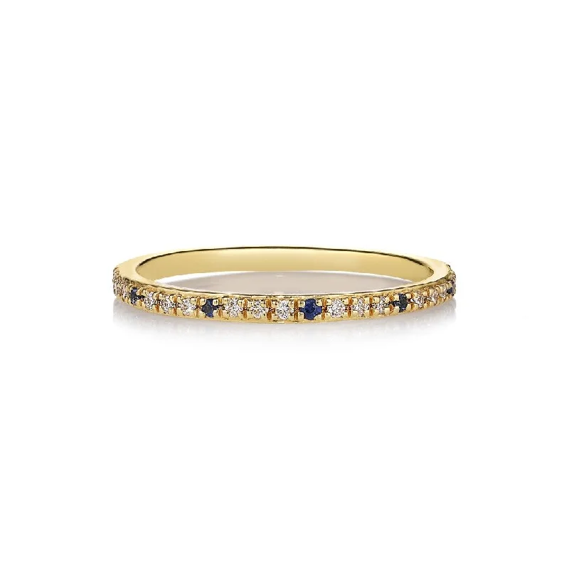 women’s gemstone rings-Sarah Lil Blue Mix 14K Gold Ring w. Sapphires & Diamonds