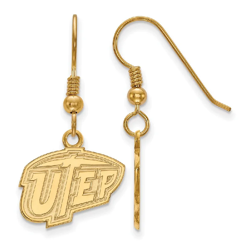 women's asymmetrical earrings-14k Gold Plated Silver The U of Texas at El Paso Dangle Earring