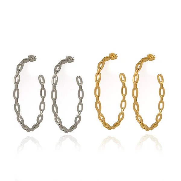 women's stud earrings-Stack Link Hoop