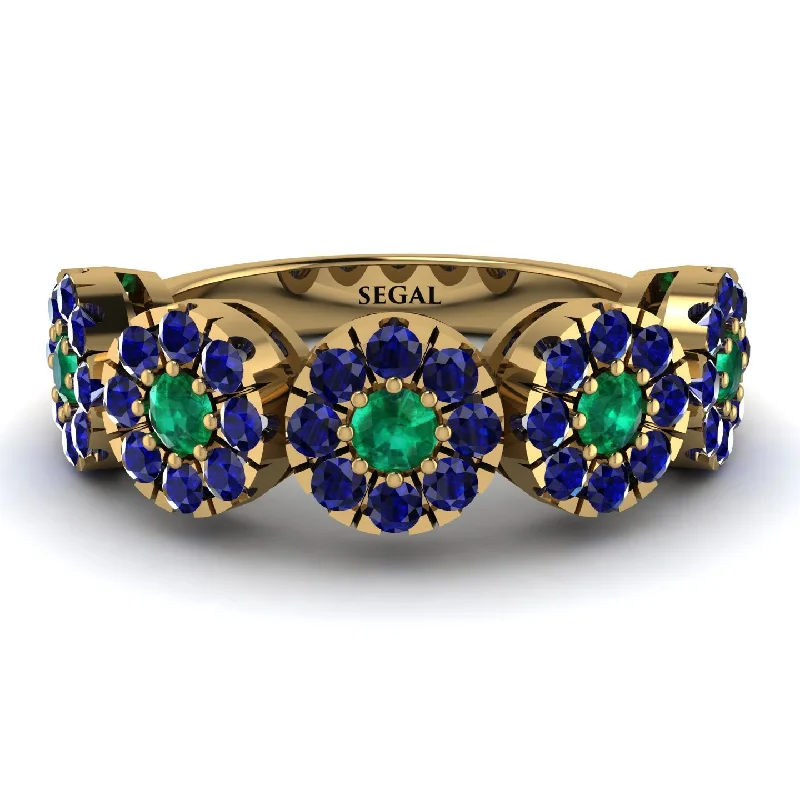 women's rustic engagement rings-Emerald Blossom Of Eternity Wedding Ring - Yaretzi No. 64