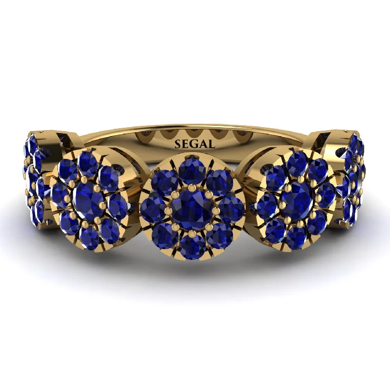 women's pavé engagement rings-Sapphire Blossom Of Eternity Wedding Ring - Yaretzi No. 73