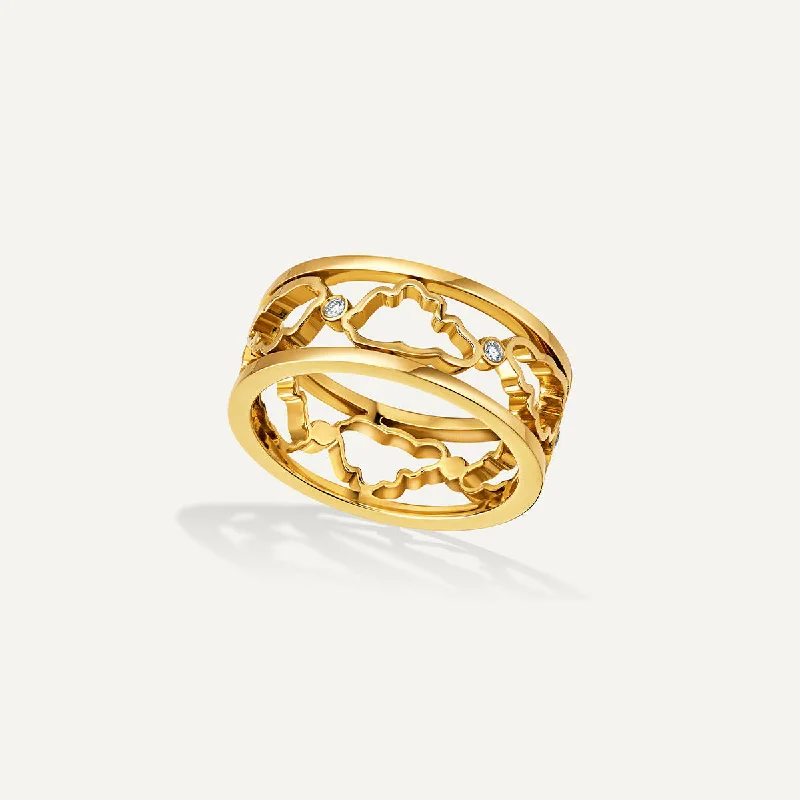 women’s round-cut rings-Allusia Love Band 18K Gold Ring w. Diamonds